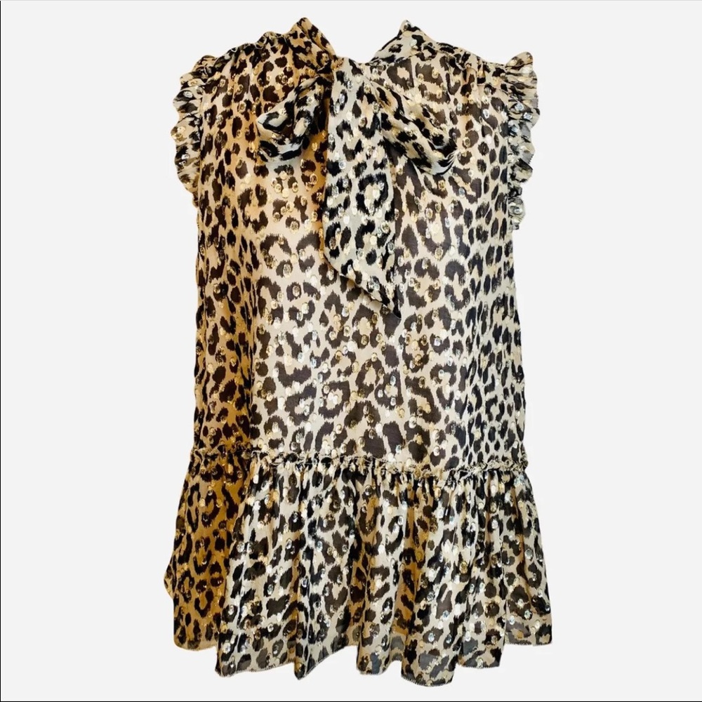 Kate Spade Leopard Clip Dot Blouse size XXS